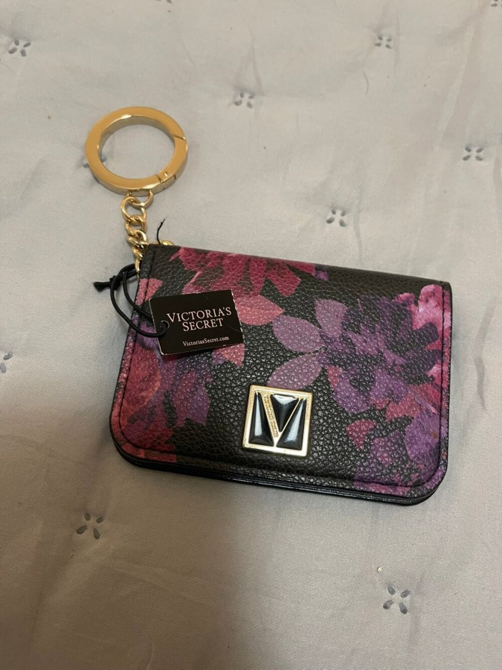 NWT Victoria's Secret Foldable Card Case Keychain in the Night Bloom Floral